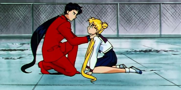 Seiya consolando a Serena em Sailor Stars