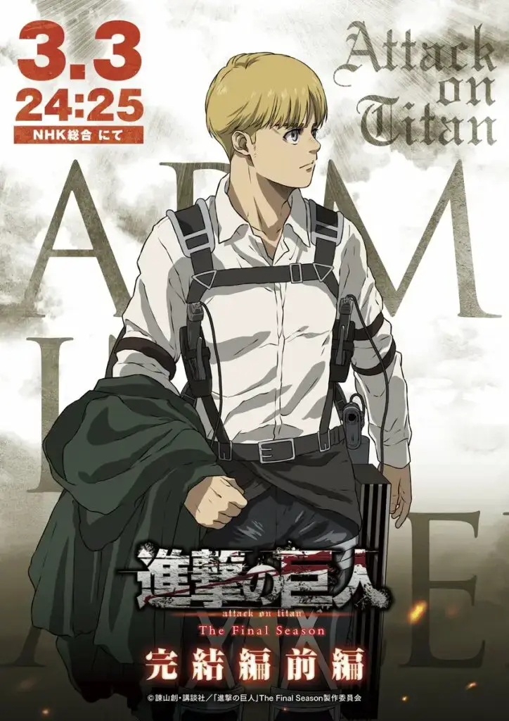 Attack on Titan – Imagem promocional da 3º parte da última temporada destaca Armin