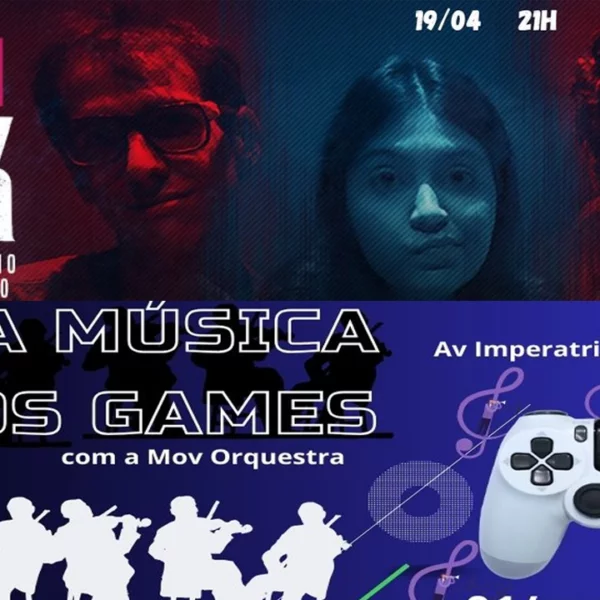 O Teatro Unicid apresentará os espetáculos Guerra Geek dia 19 de abril de 2024 e A Música dos Games dia 1 de maio de 2024.