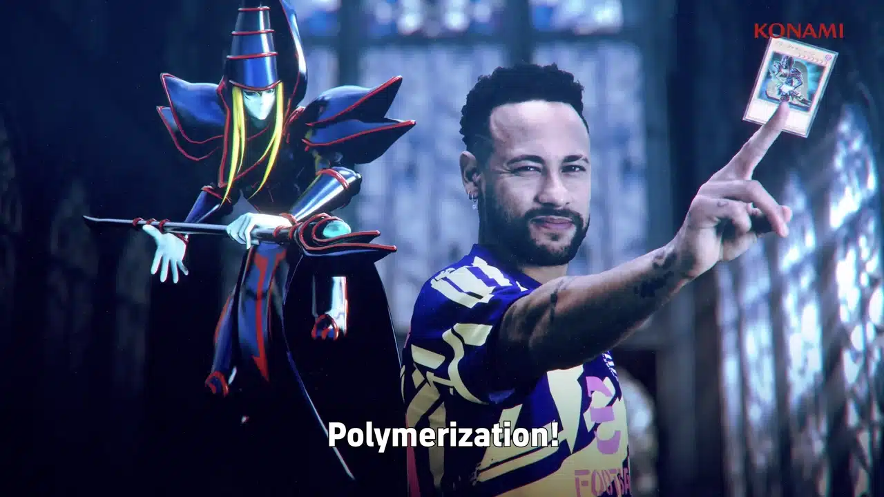 KONAMI anuncia crossover entre Neymar e Yu-Gi-Oh! no TGS 2025, com carta exclusiva Neymar x Dark Magician para celebrar 30 anos de eFootball.