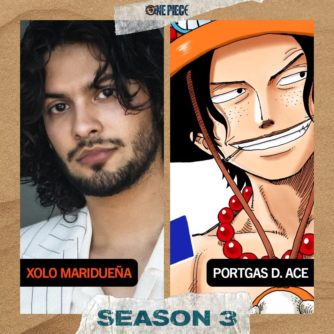 A Netflix confirmou Xolo Maridueña como Portgas D. Ace na 3ª temporada de One Piece, que inicia filmagens em novembro.