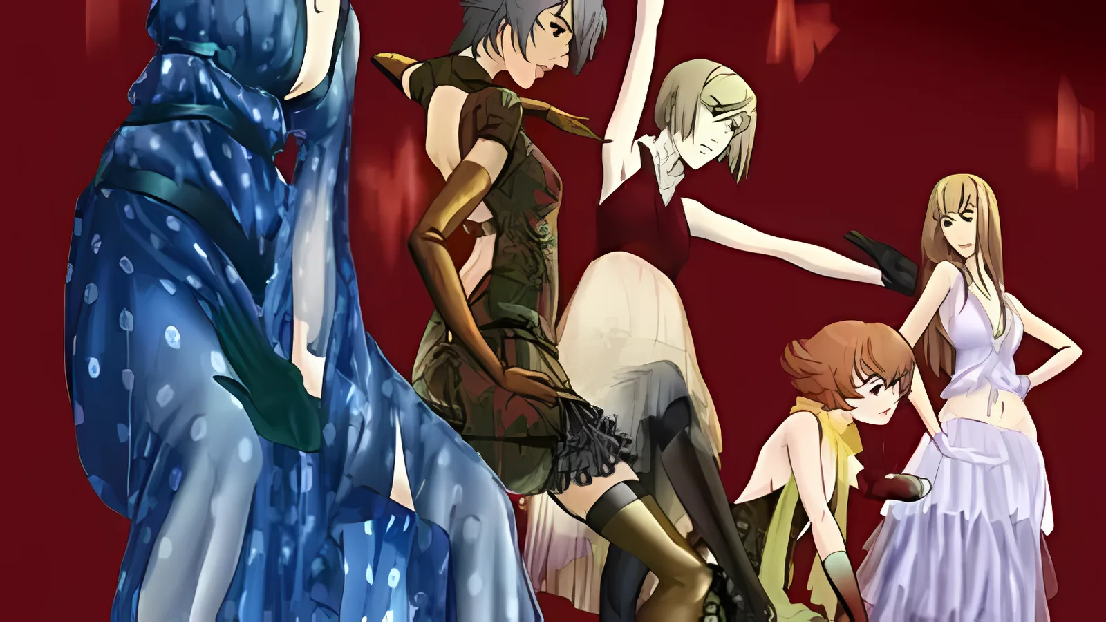 Quatro protagonistas dancando em Red Garden