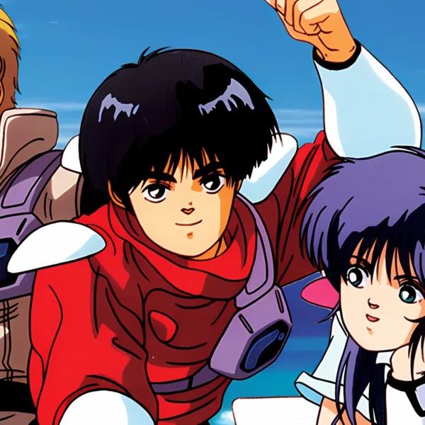 Arte oficial do anime Zillion com o personagem JJ segurando a pistola Zillion em cenário futurista