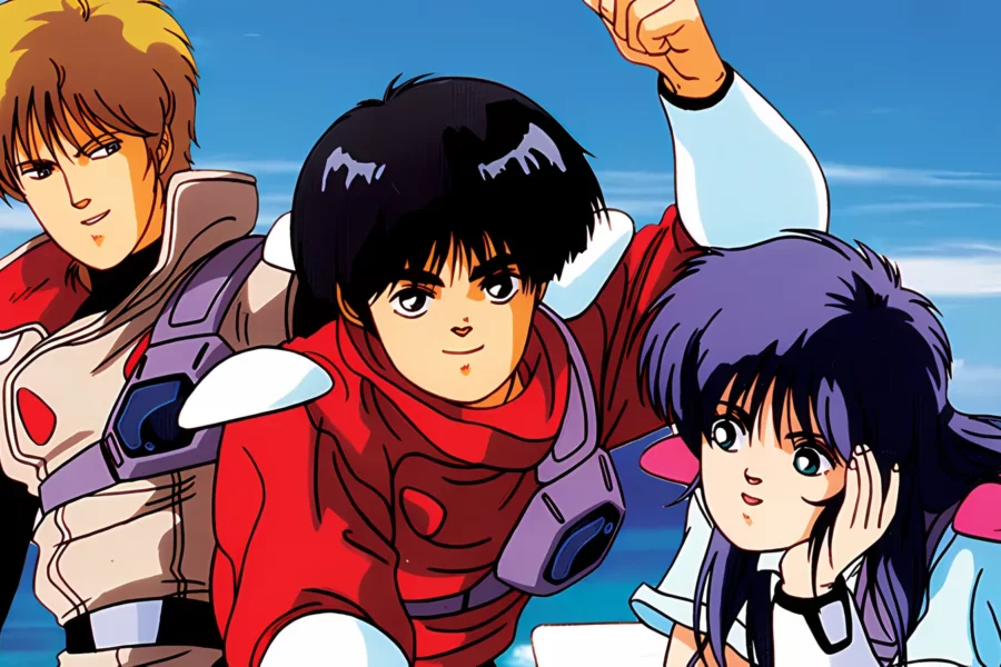 Arte oficial do anime Zillion com o personagem JJ segurando a pistola Zillion em cenário futurista