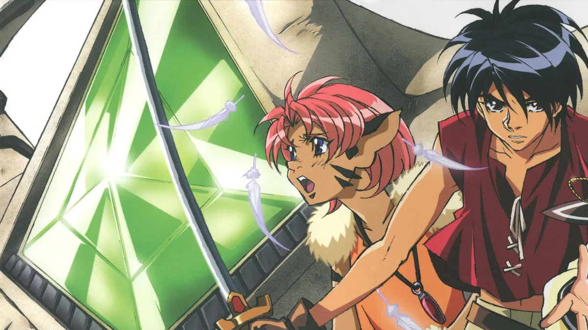 Hitomi, Van e Merle em The Vision of Escaflowne