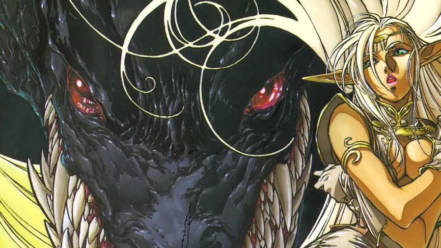 A elfa Deedlit e o dragão em Record of Lodoss War